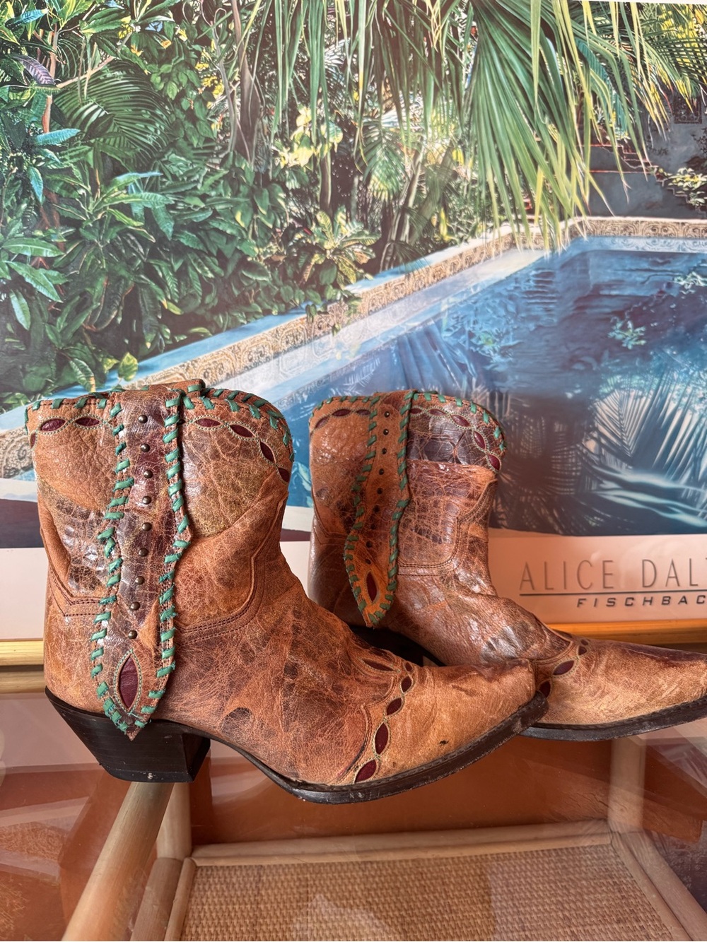 Dan Post Cowboy Boots Women 8 Brown Leather Western Boho Festival Cowgirl